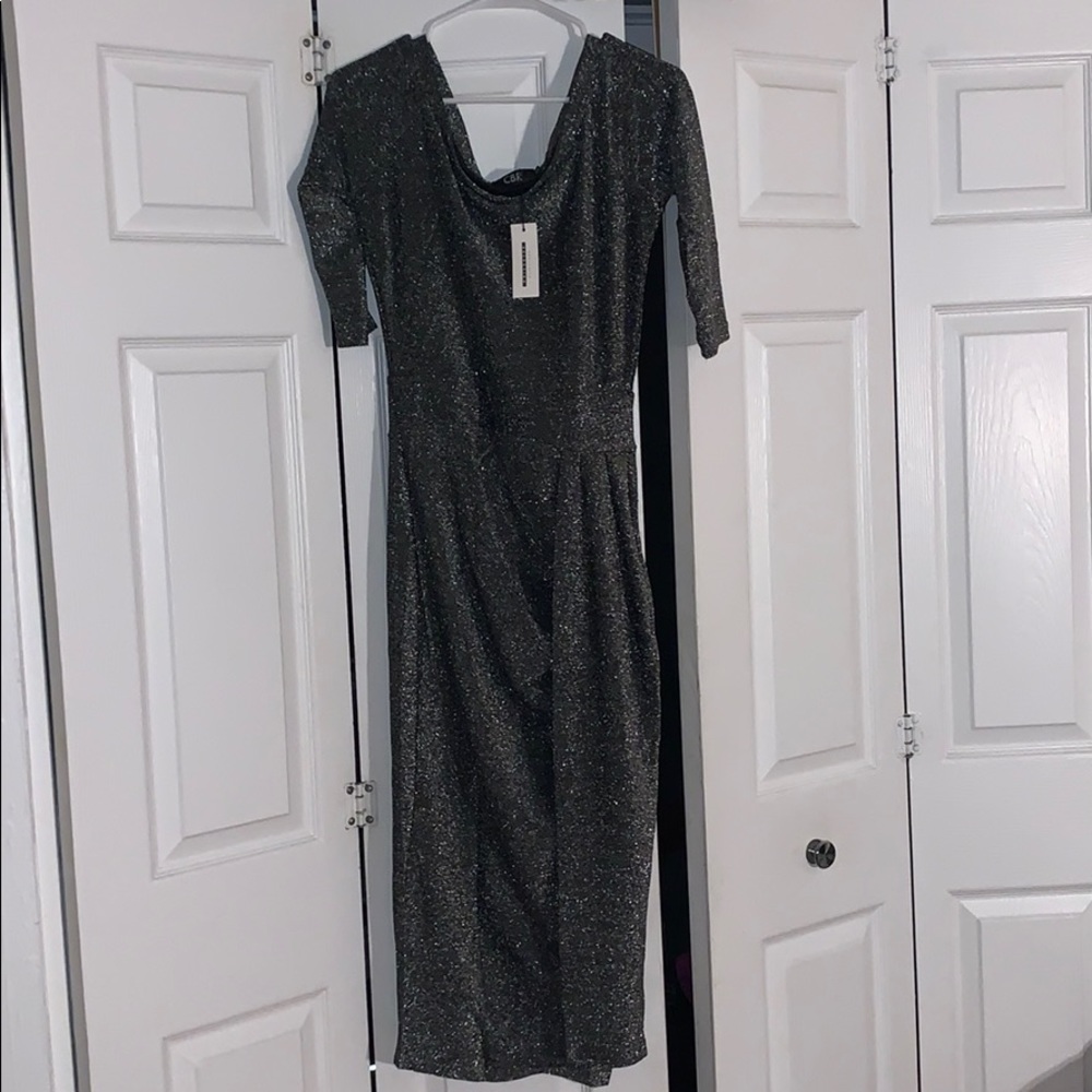 CBR sparkling grey midi dress with opening